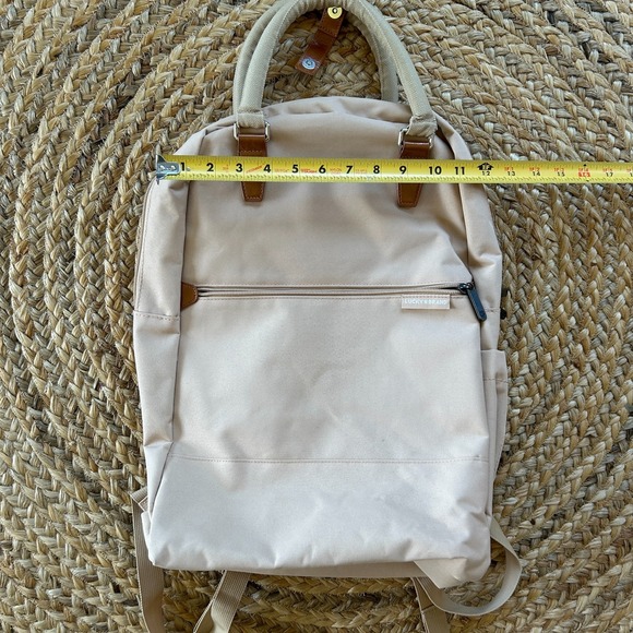 Lucky Brand Laptop Backback‎ Tan Beige Zipper Luggage Strap - Picture 2 of 7